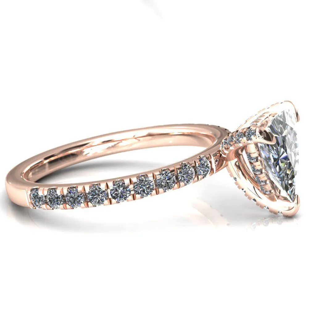 Daneli Trillion Moissanite 3 Claw Prong Micro Pave Diamond Sides Engagement Ring