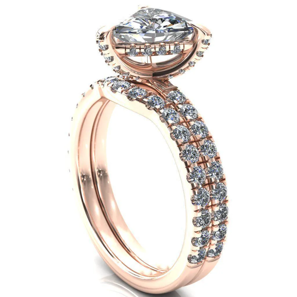 Daneli Trillion Moissanite 3 Claw Prong Micro Pave Diamond Sides Engagement Ring