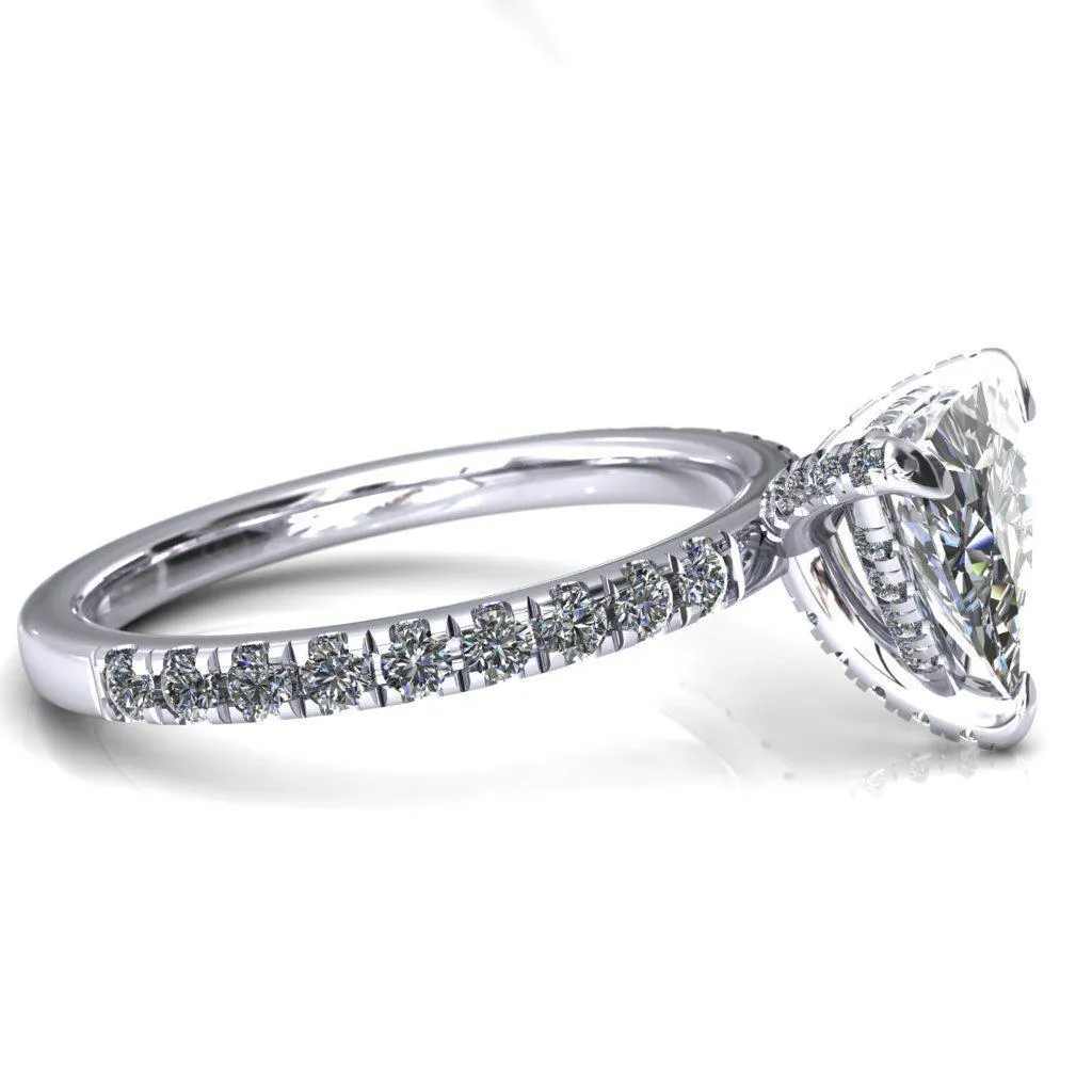 Daneli Trillion Moissanite 3 Claw Prong Micro Pave Diamond Sides Engagement Ring