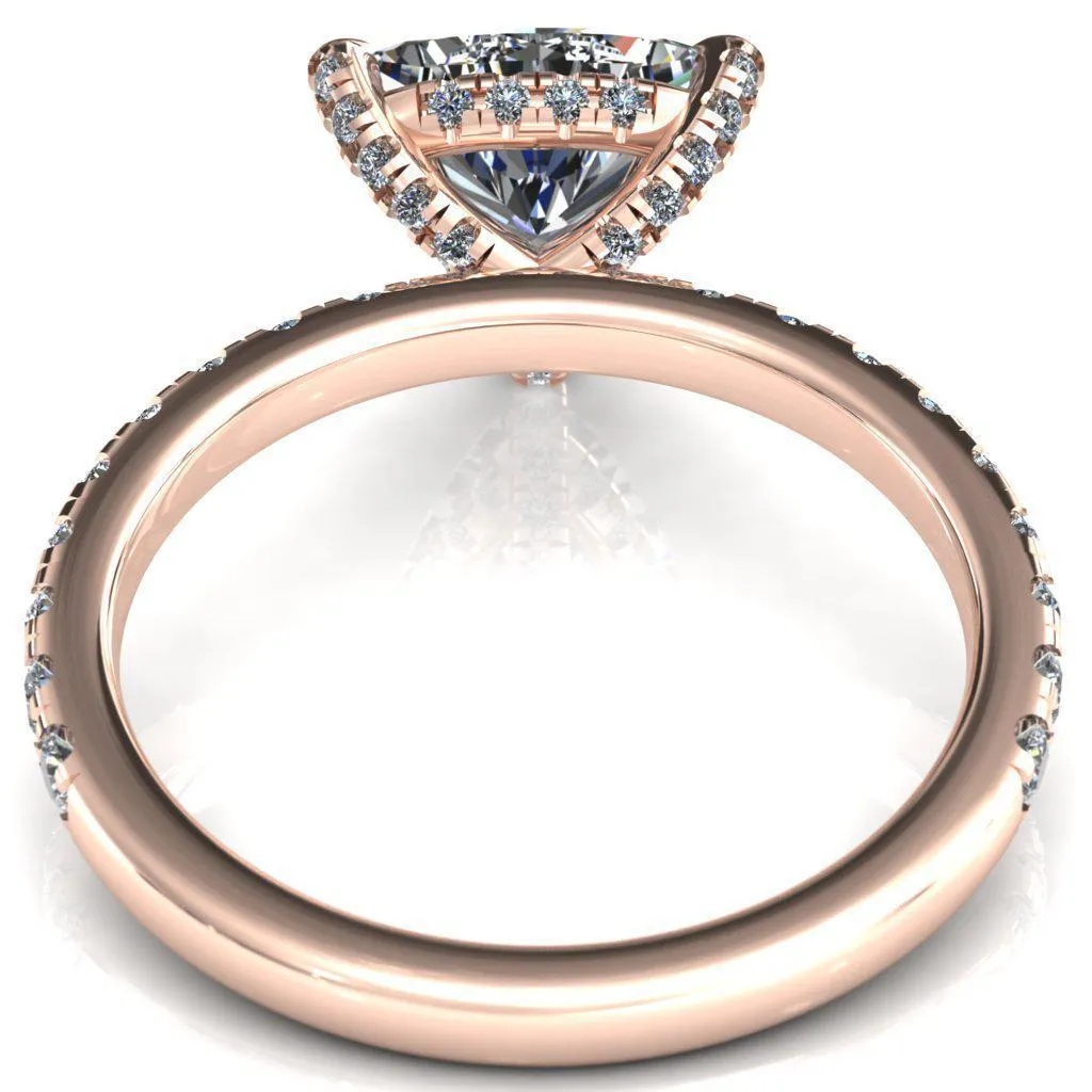 Daneli Trillion Moissanite 3 Claw Prong Micro Pave Diamond Sides Engagement Ring