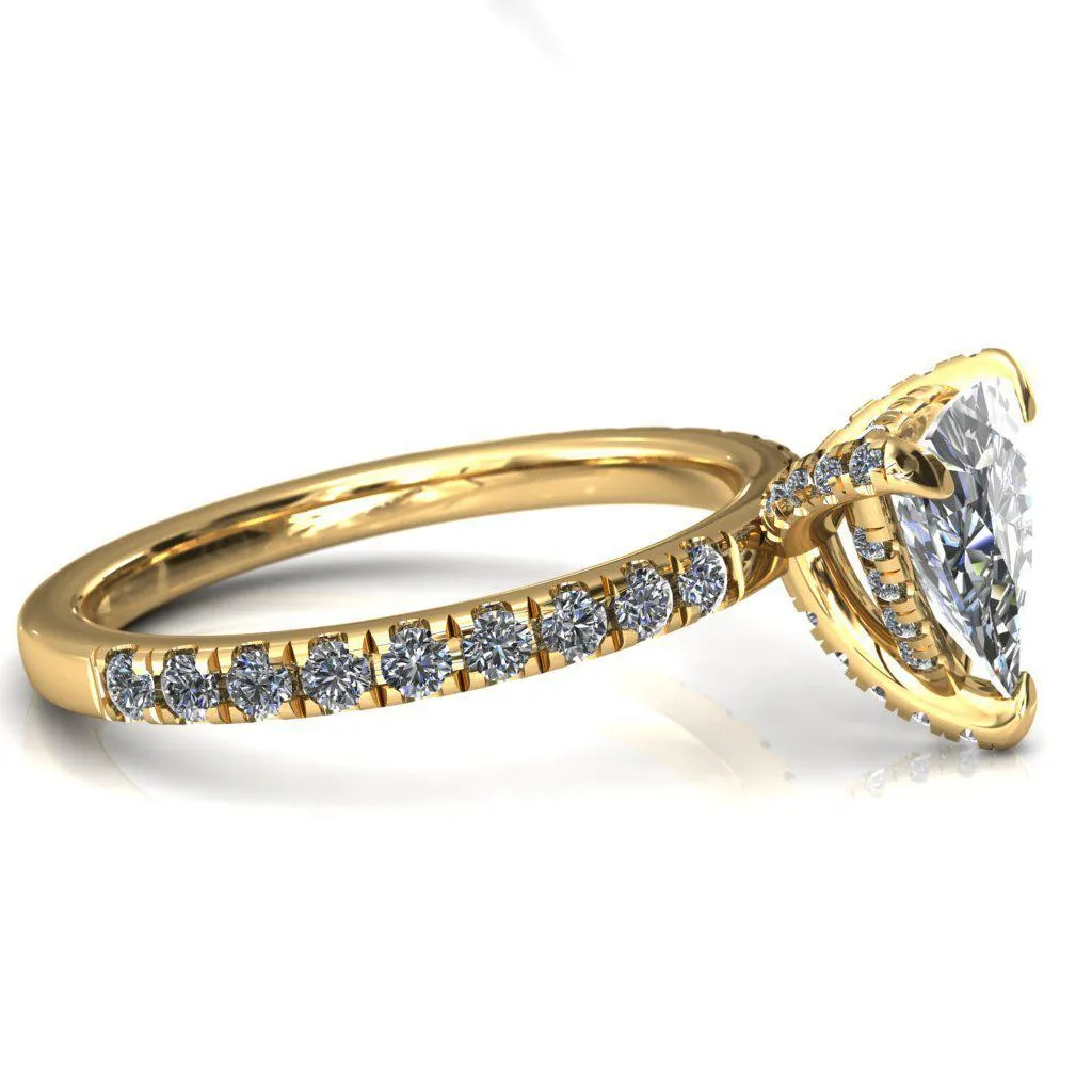 Daneli Trillion Moissanite 3 Claw Prong Micro Pave Diamond Sides Engagement Ring