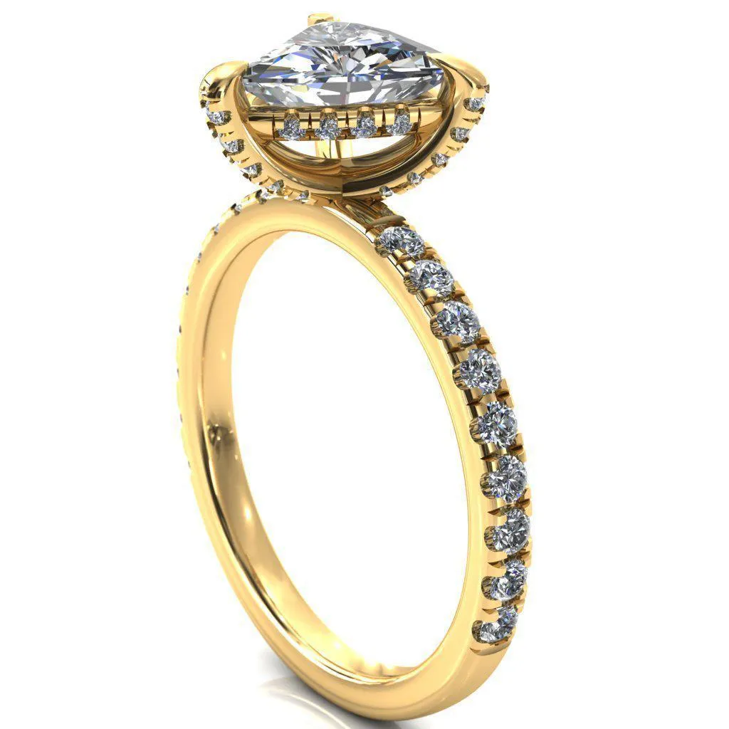 Daneli Trillion Moissanite 3 Claw Prong Micro Pave Diamond Sides Engagement Ring