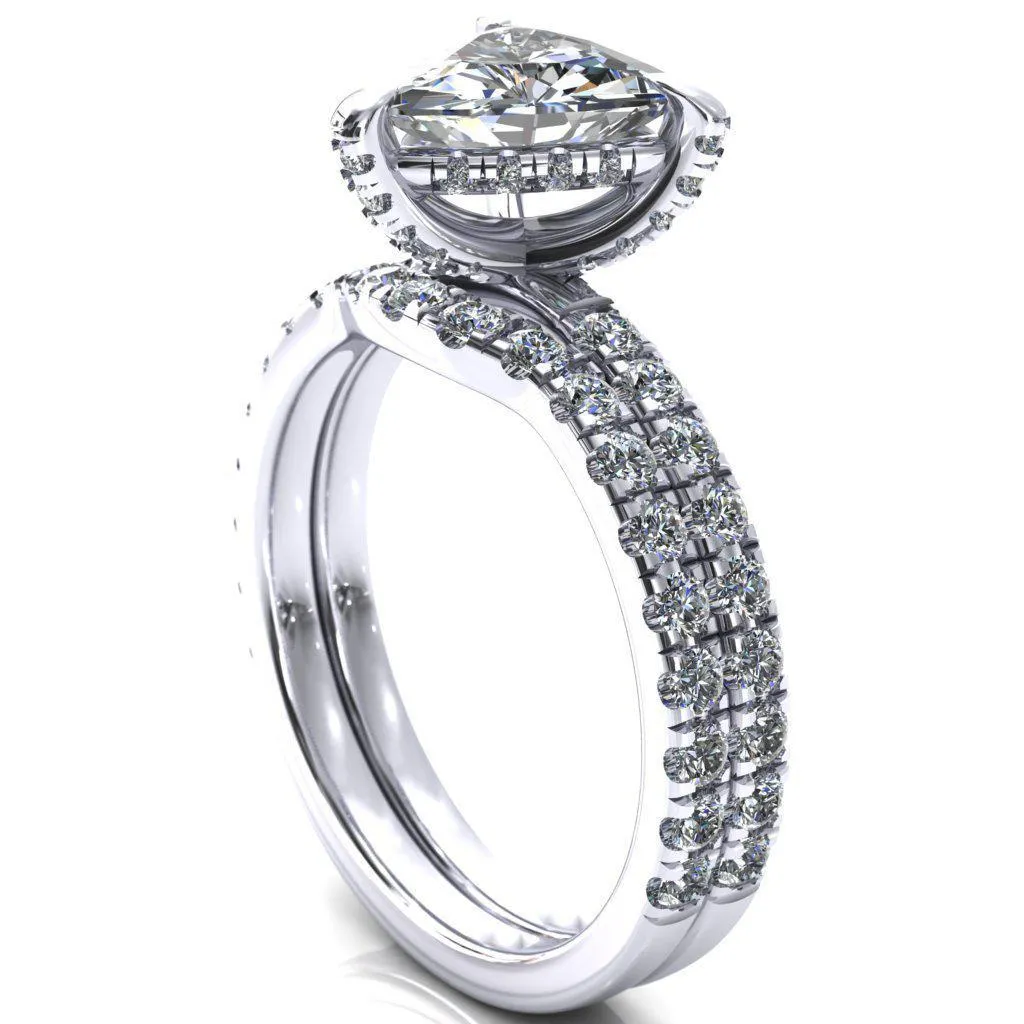 Daneli Trillion Moissanite 3 Claw Prong Micro Pave Diamond Sides Engagement Ring
