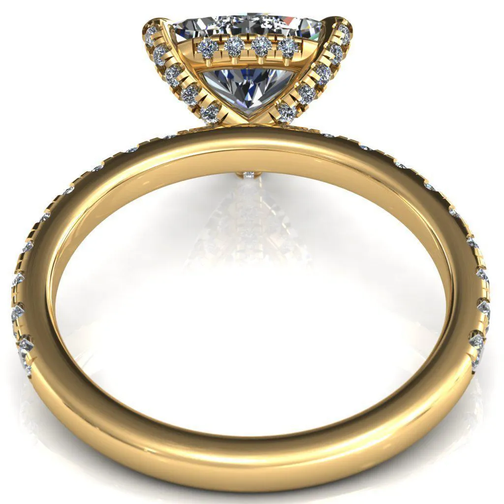 Daneli Trillion Moissanite 3 Claw Prong Micro Pave Diamond Sides Engagement Ring