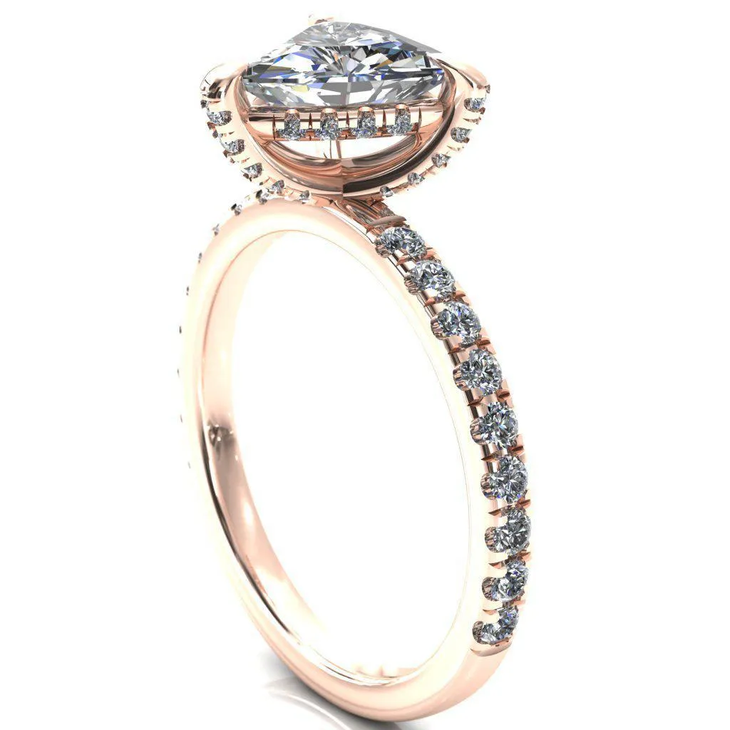Daneli Trillion Moissanite 3 Claw Prong Micro Pave Diamond Sides Engagement Ring