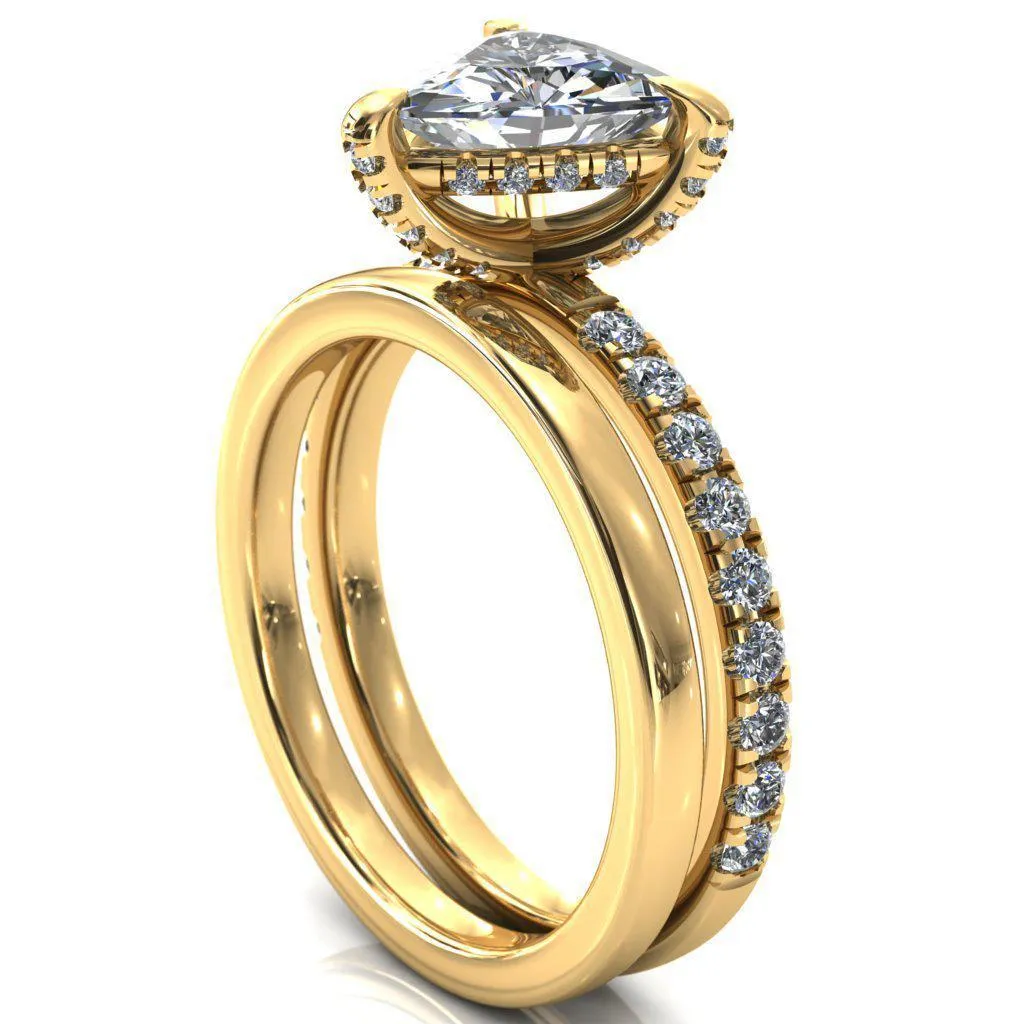 Daneli Trillion Moissanite 3 Claw Prong Micro Pave Diamond Sides Engagement Ring