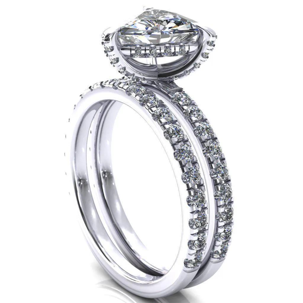 Daneli Trillion Moissanite 3 Claw Prong Micro Pave Diamond Sides Engagement Ring