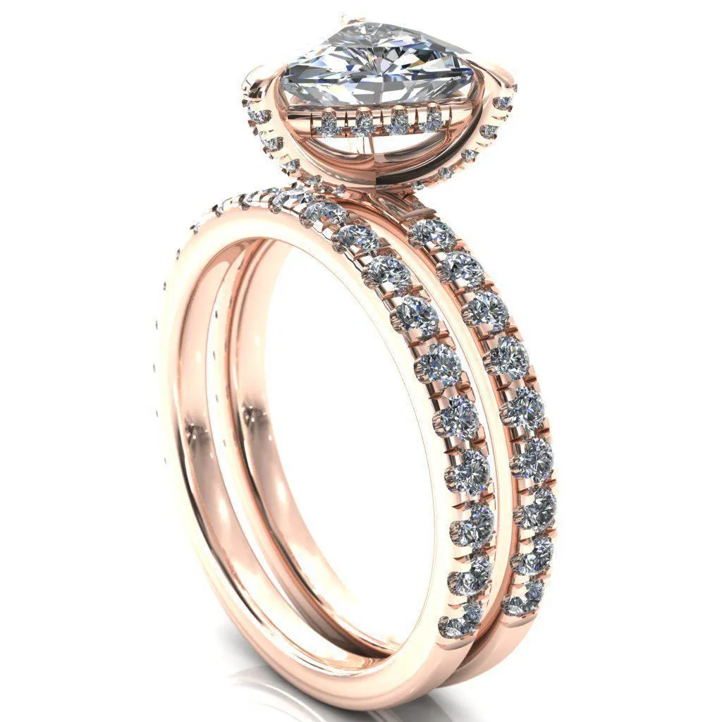 Daneli Trillion Moissanite 3 Claw Prong Micro Pave Diamond Sides Engagement Ring