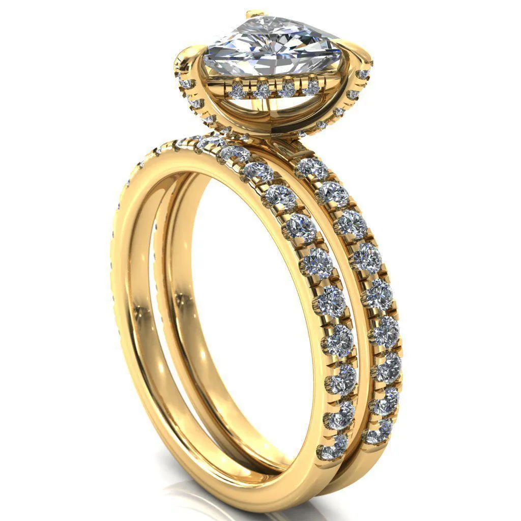 Daneli Trillion Moissanite 3 Claw Prong Micro Pave Diamond Sides Engagement Ring