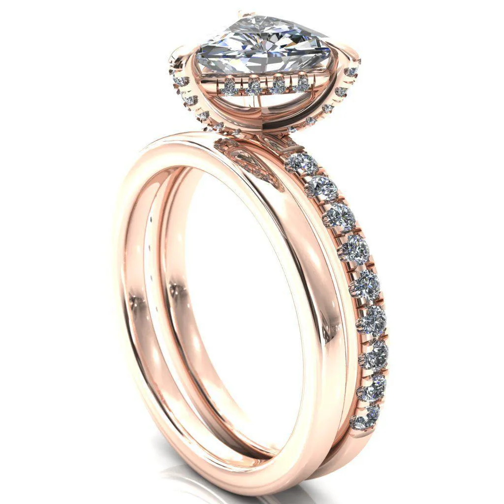 Daneli Trillion Moissanite 3 Claw Prong Micro Pave Diamond Sides Engagement Ring