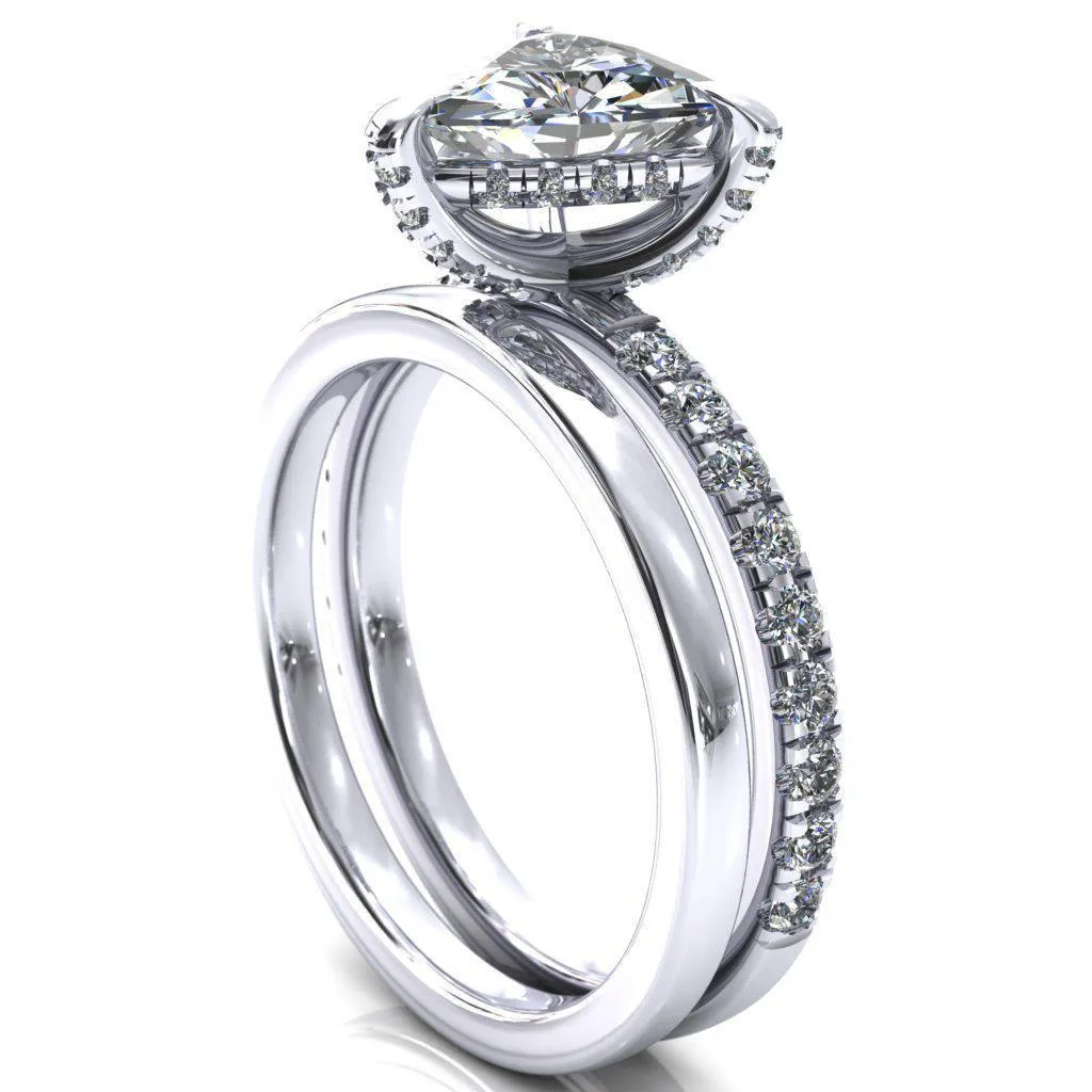 Daneli Trillion Moissanite 3 Claw Prong Micro Pave Diamond Sides Engagement Ring
