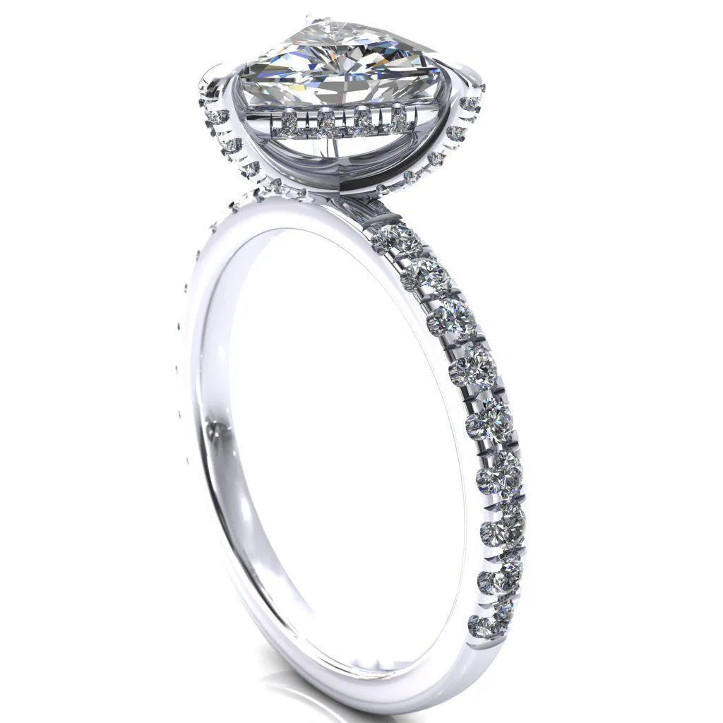 Daneli Trillion Moissanite 3 Claw Prong Micro Pave Diamond Sides Engagement Ring