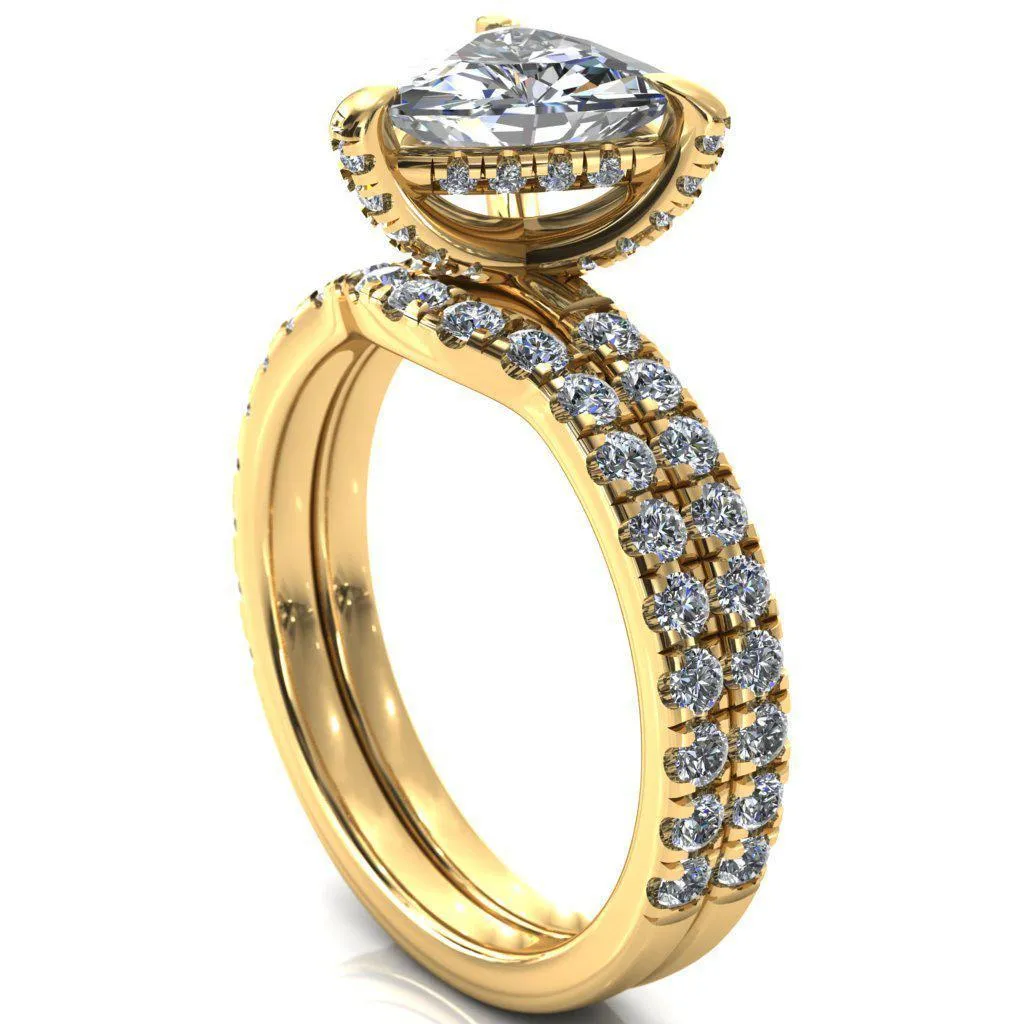 Daneli Trillion Moissanite 3 Claw Prong Micro Pave Diamond Sides Engagement Ring