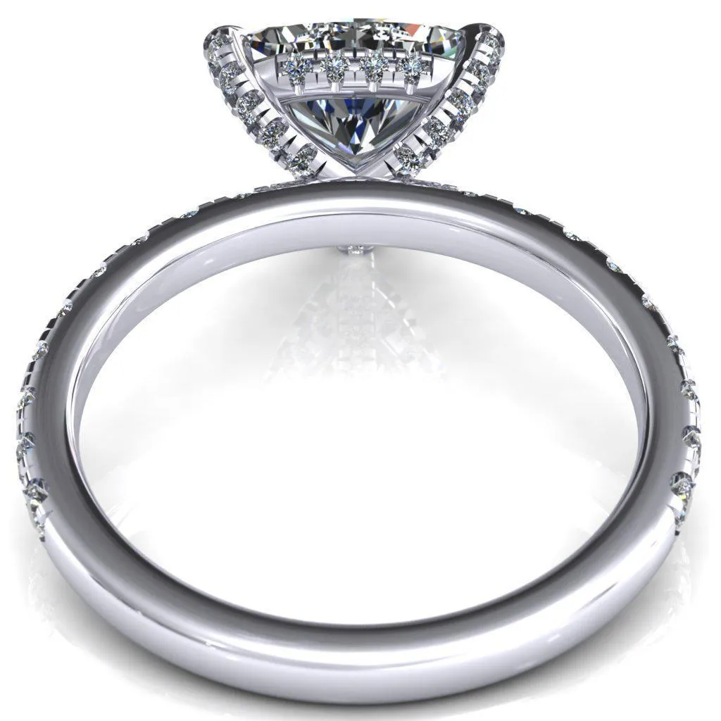Daneli Trillion Moissanite 3 Claw Prong Micro Pave Diamond Sides Engagement Ring