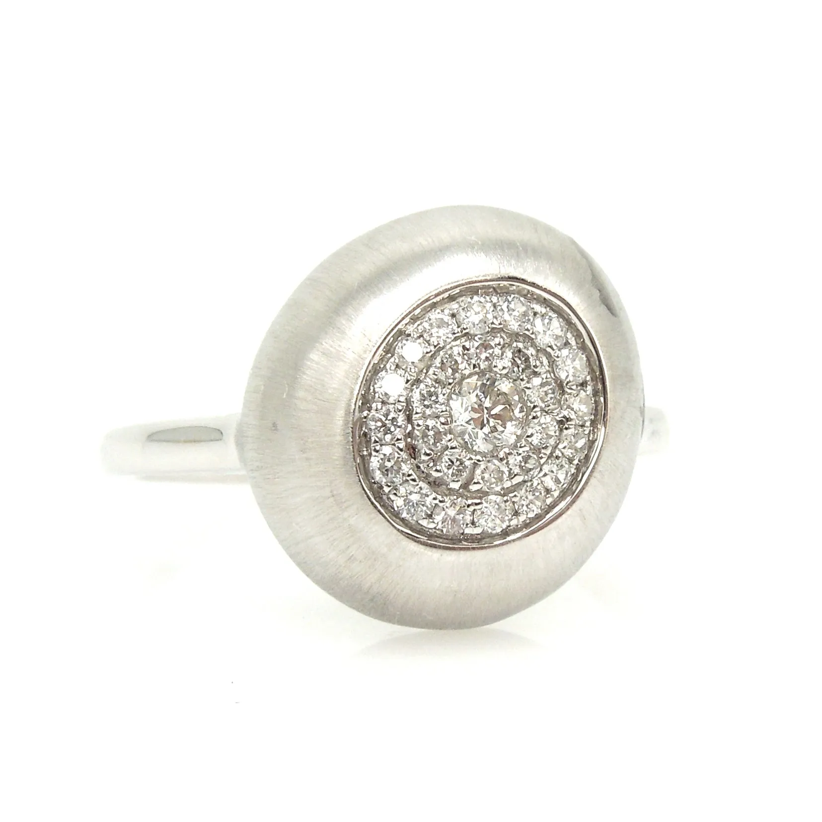 Designer Diamond Cluster in Brushed White Gold Ring