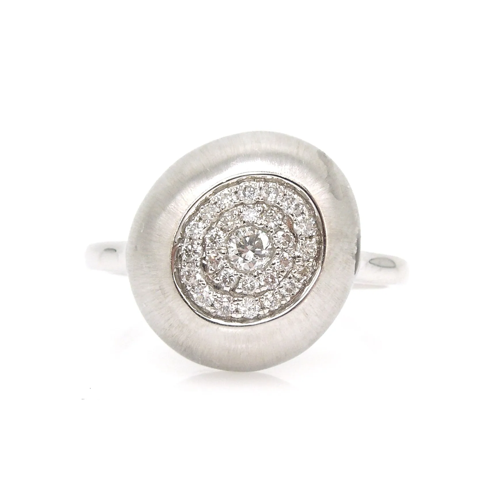 Designer Diamond Cluster in Brushed White Gold Ring
