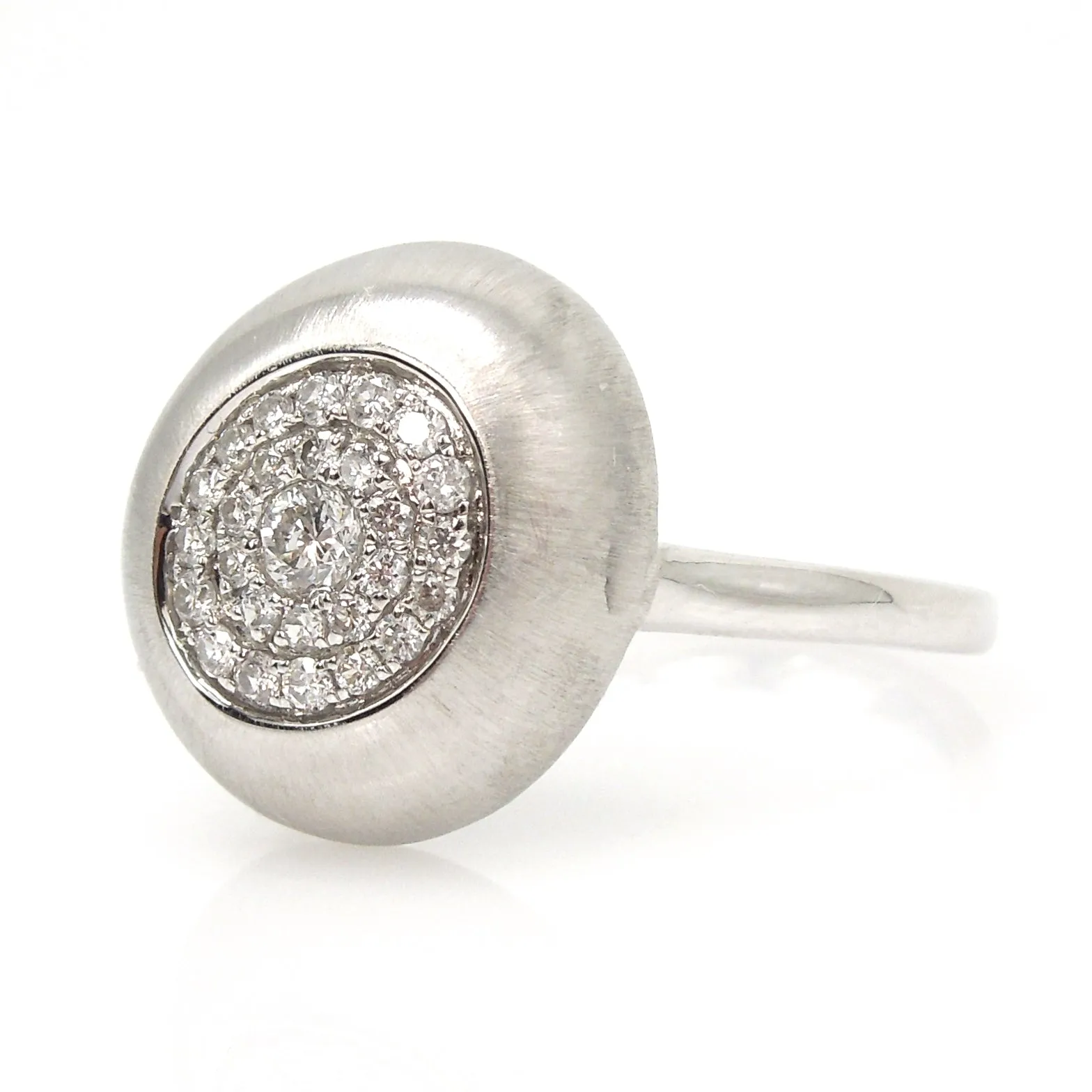 Designer Diamond Cluster in Brushed White Gold Ring