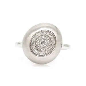 Designer Diamond Cluster in Brushed White Gold Ring