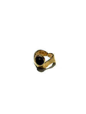 DOS PINCELES- Luna Ring- Brass/Onyx
