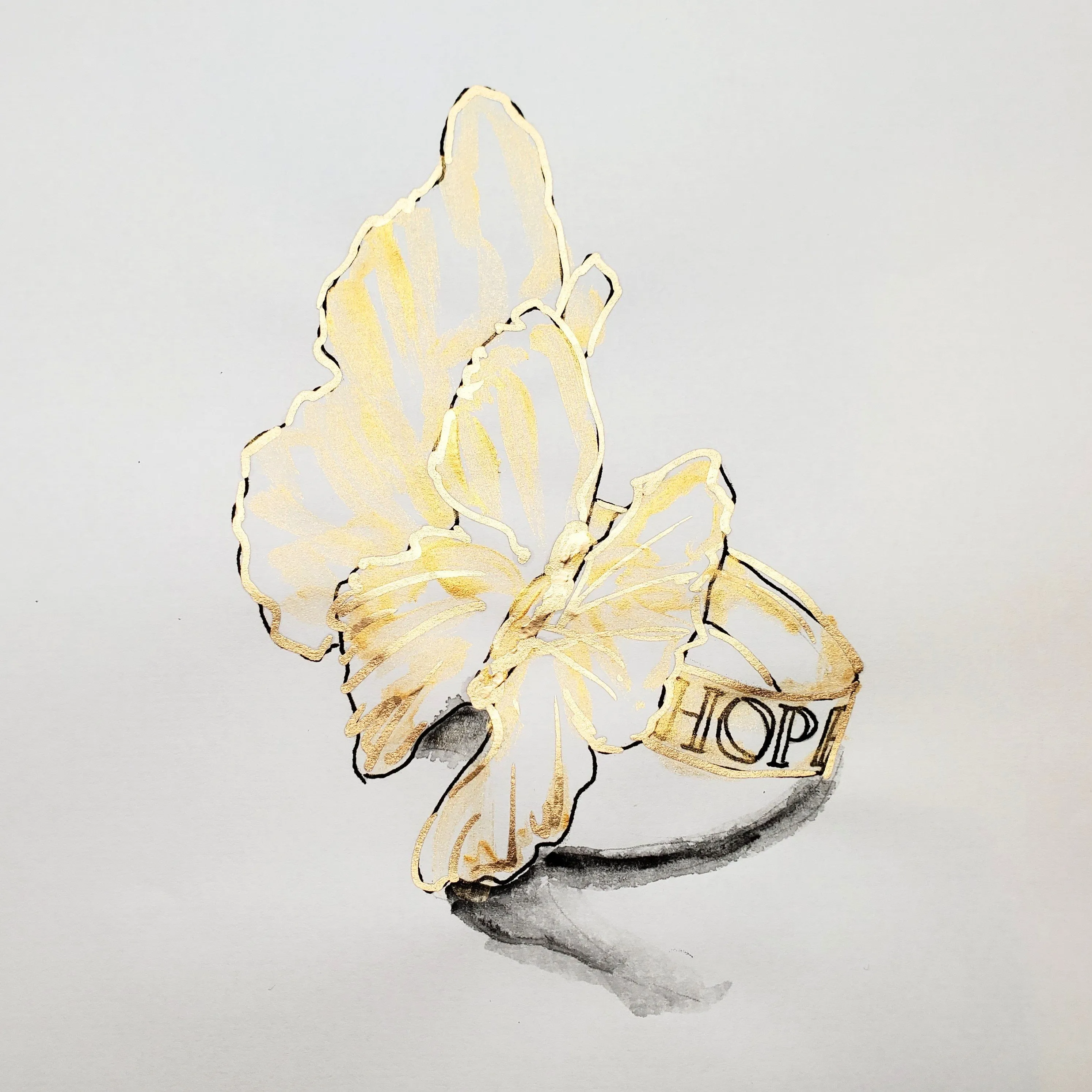 Double Butterfly HOPE Ring