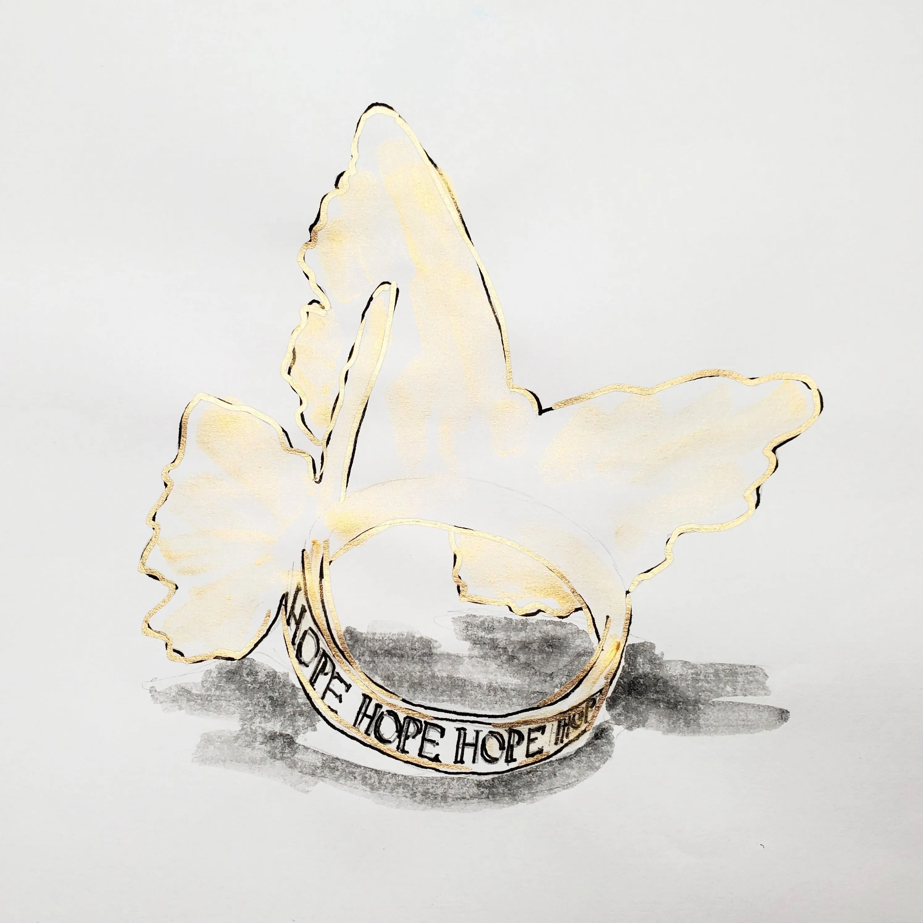 Double Butterfly HOPE Ring
