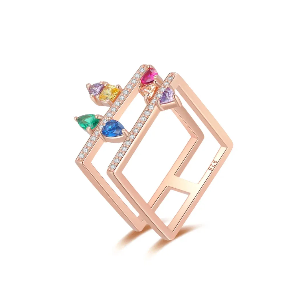 Double Square Women Ring Designed by venus
