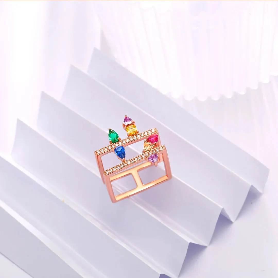 Double Square Women Ring Designed by venus