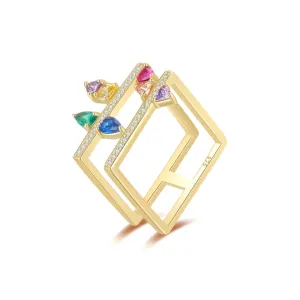 Double Square Women Ring Designed by venus