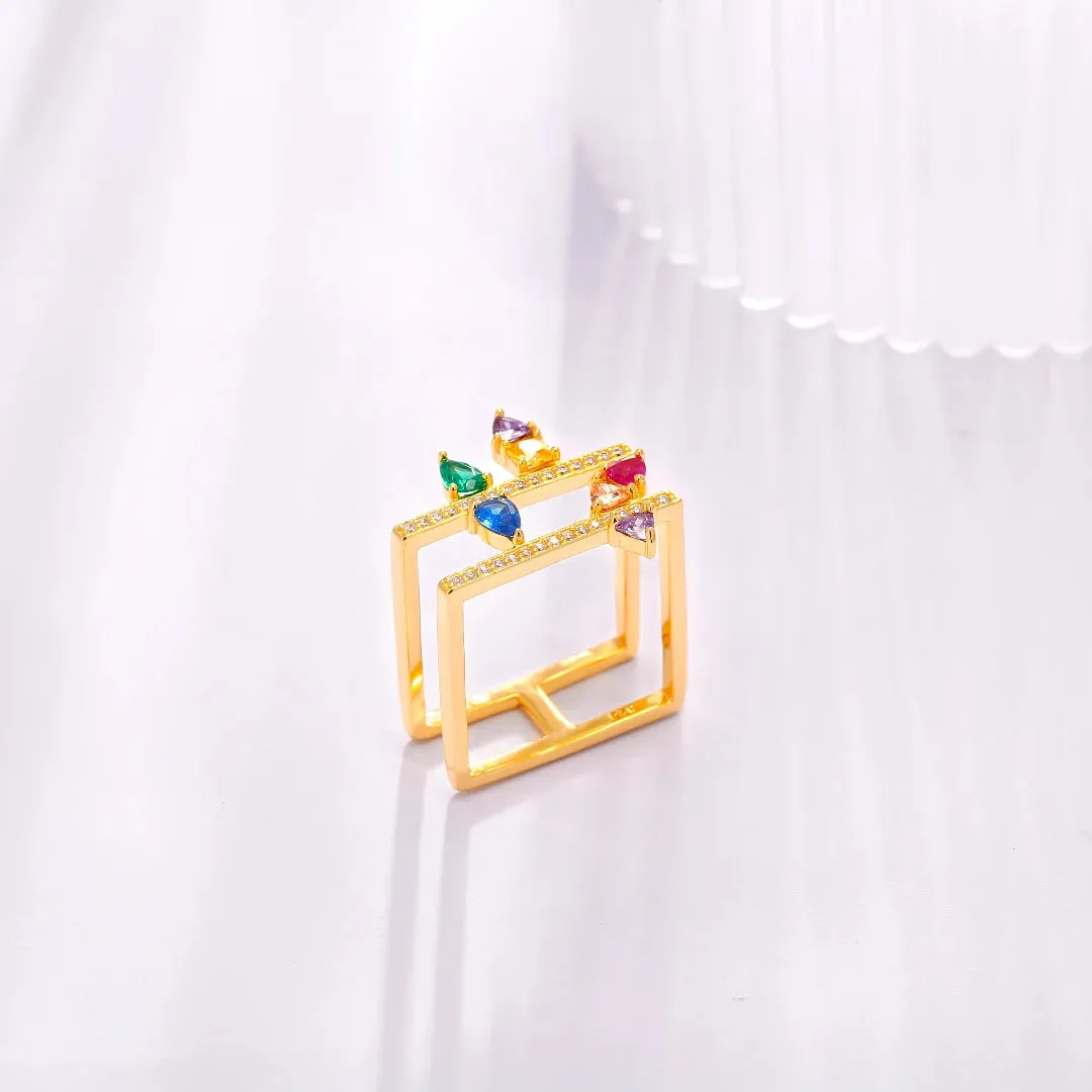 Double Square Women Ring Designed by venus