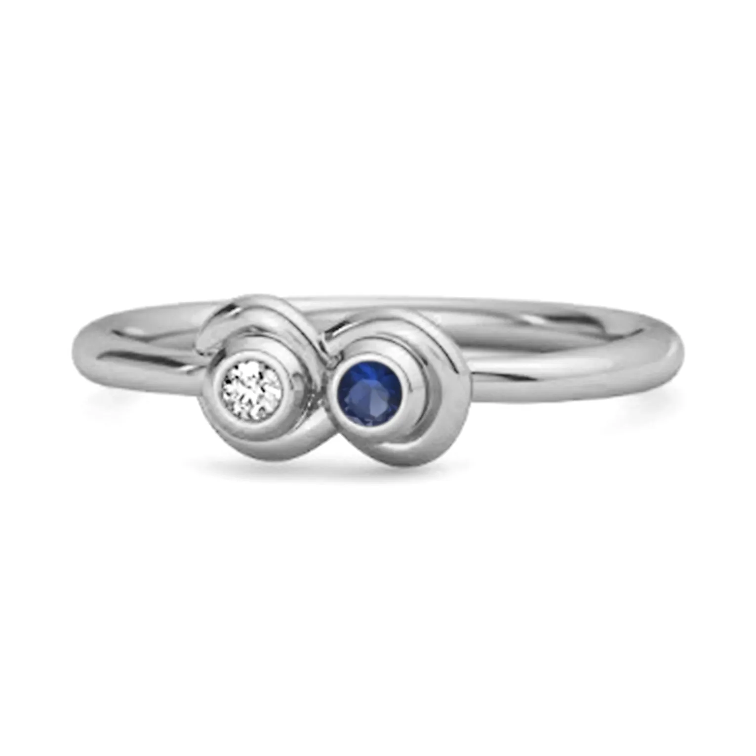 Dual Stone 0.10 Cts Blue Sapphire 925 Sterling Silver Infinity Lovers Ring