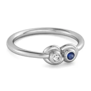 Dual Stone 0.10 Cts Blue Sapphire 925 Sterling Silver Infinity Lovers Ring