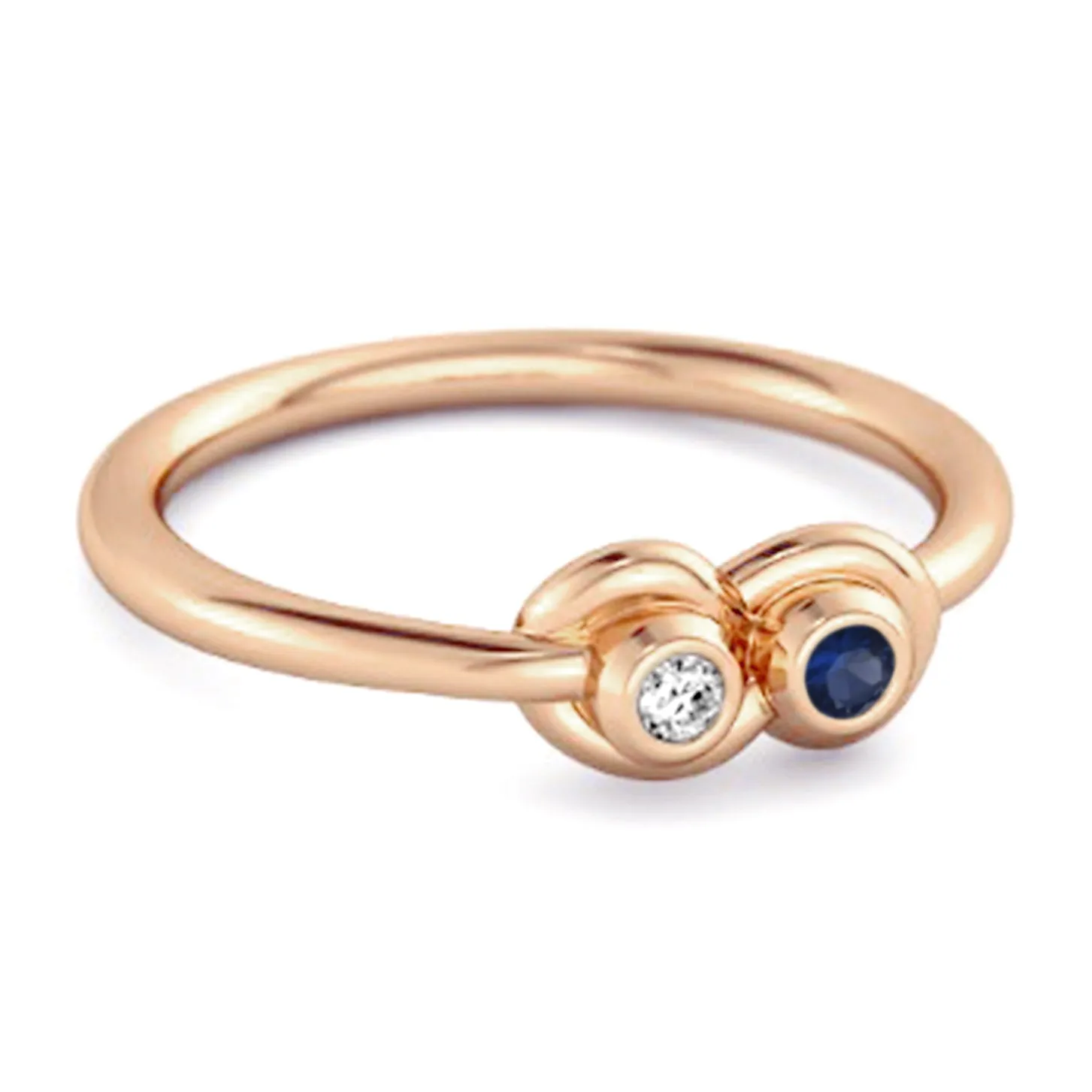 Dual Stone 0.10 Cts Blue Sapphire 925 Sterling Silver Infinity Lovers Ring