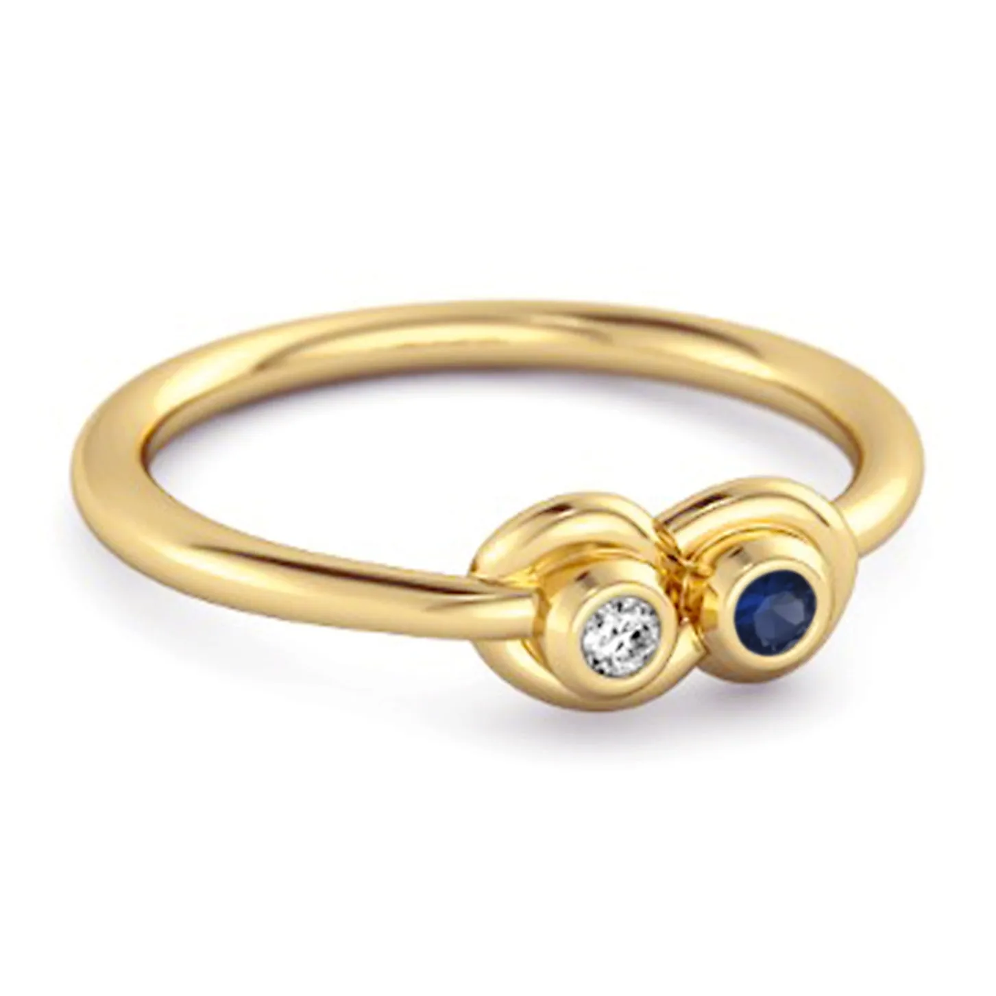 Dual Stone 0.10 Cts Blue Sapphire 925 Sterling Silver Infinity Lovers Ring