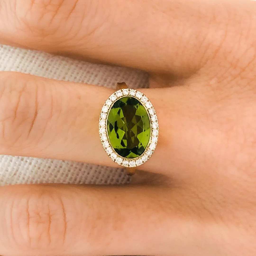 Enamel Cocktail Ring in Peridot
