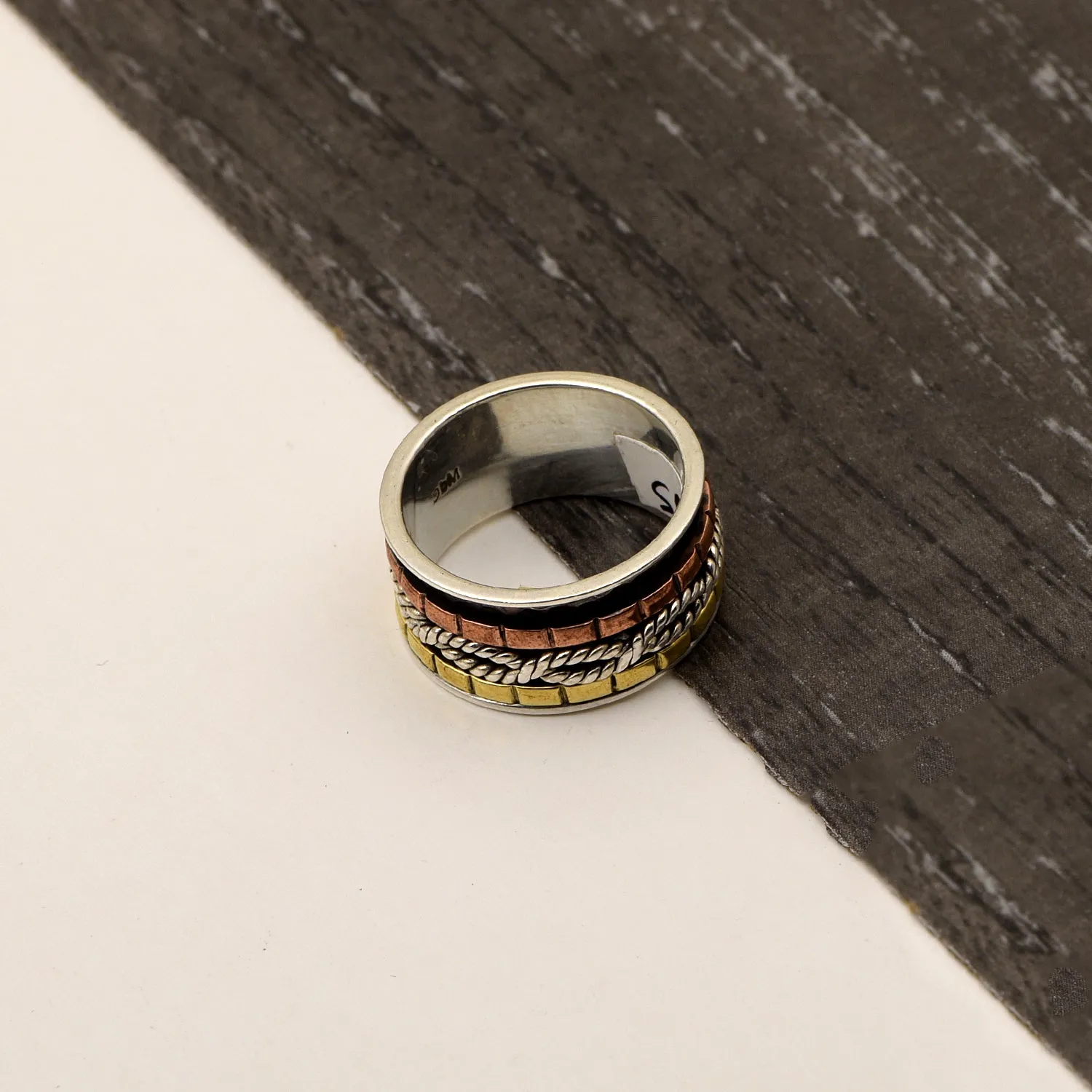 Engraved Meditation Spinner Ring