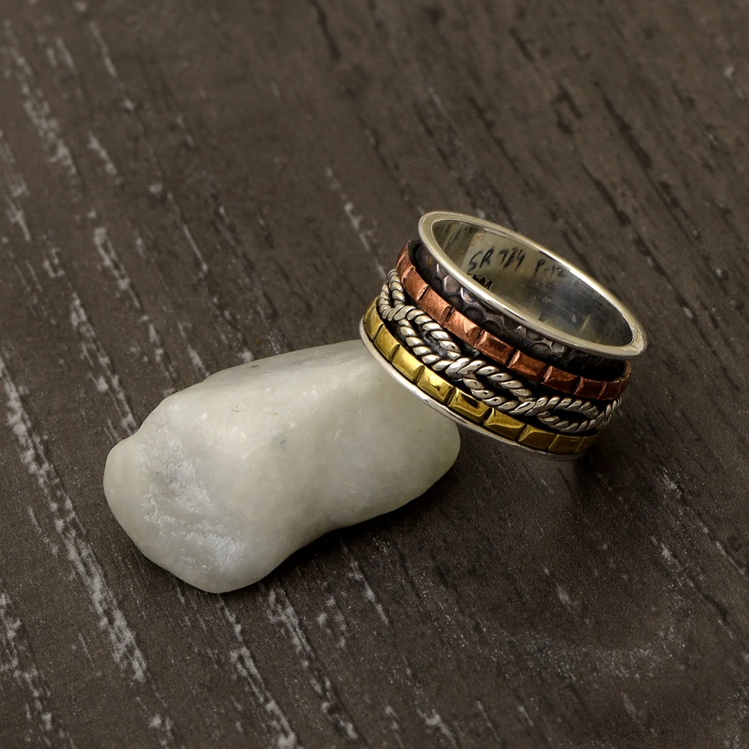 Engraved Meditation Spinner Ring
