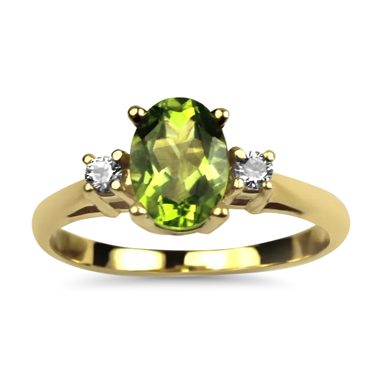Estate 14K Yellow Gold Peridot & Diamond Ring
