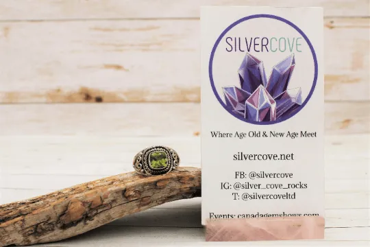 Faceted Peridot Ring, Size 8