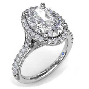 Fana Large Oval Diamond Pave-Set Skinny Halo Engagement Ring