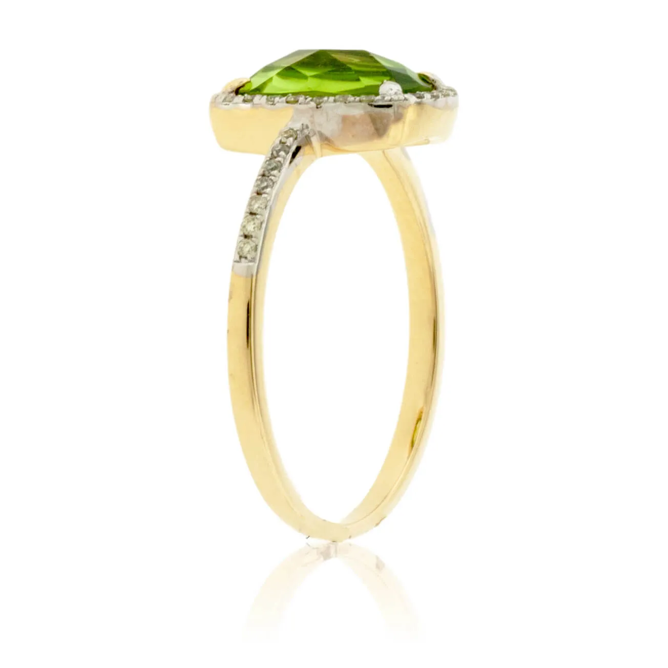 Fancy Cut Peridot and Diamond Halo Ring