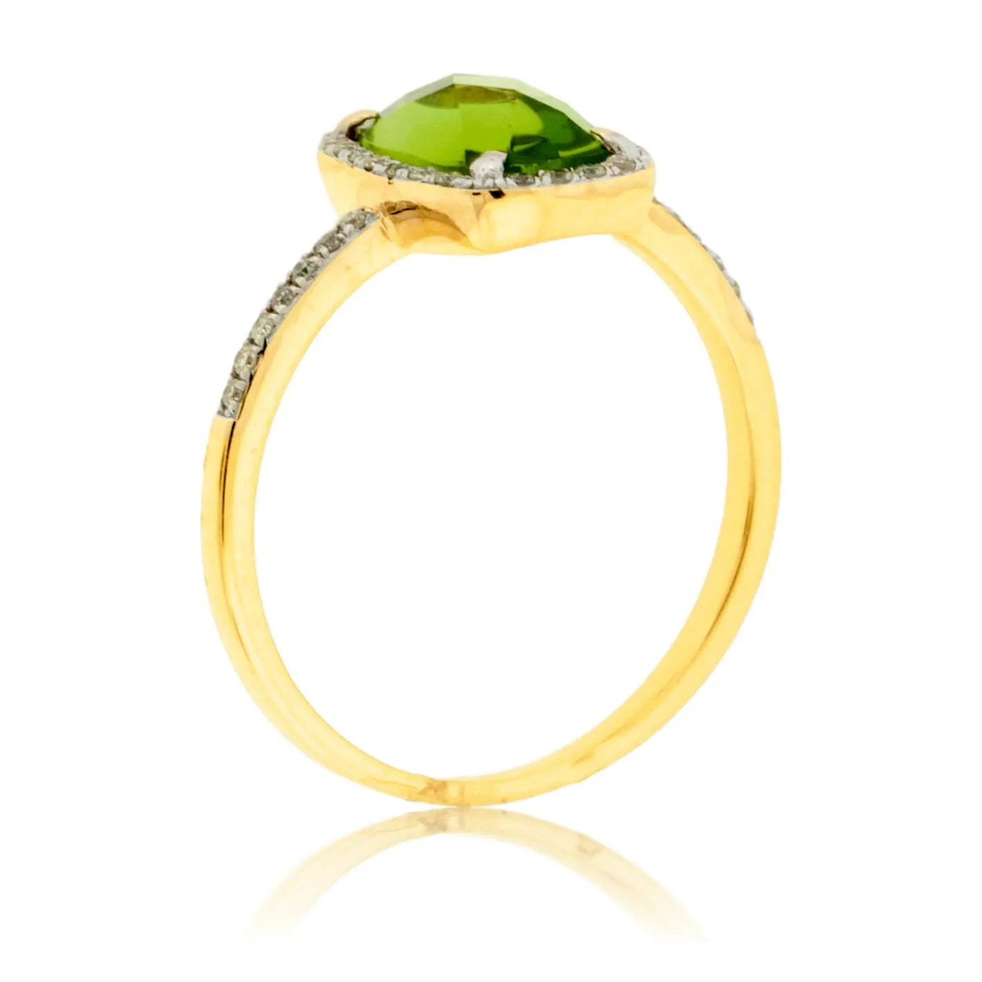 Fancy Cut Peridot and Diamond Halo Ring