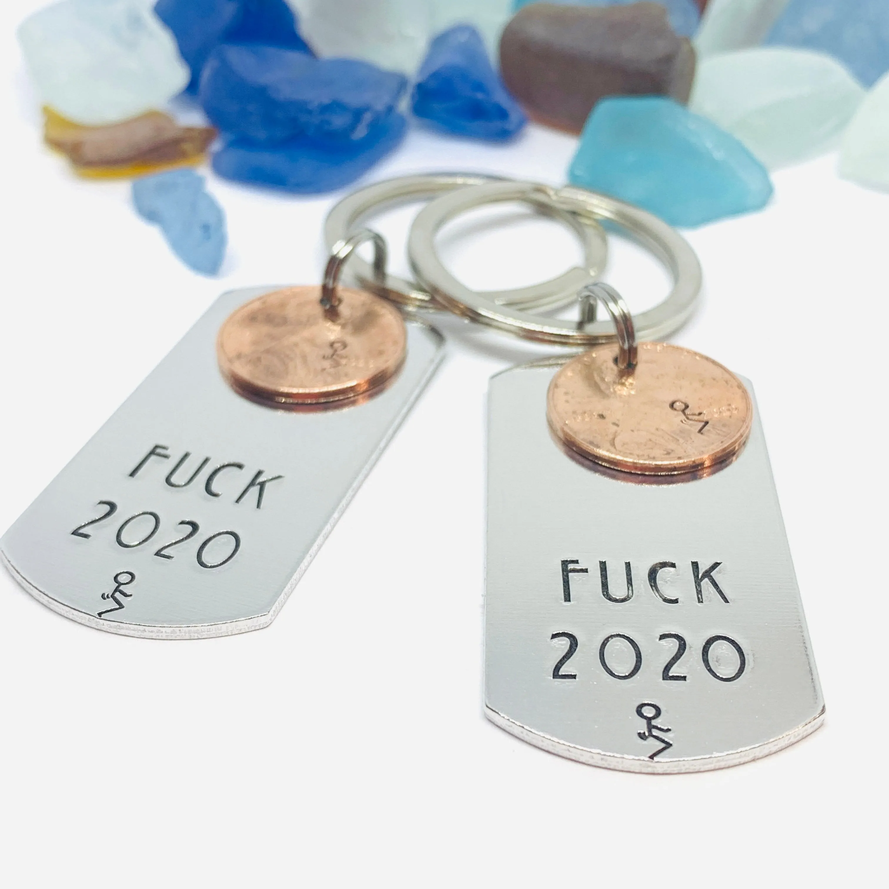 F*ck 2020 with Penny - Hand Stamped Metal Key Ring | Dog Tag 2020 Penny | Humping 2020 Key Chain | Adult Mature