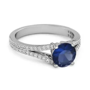 Felicity Design 925 Silver 0.50 Ctw Blue Sapphire Solitaire Accents Ring