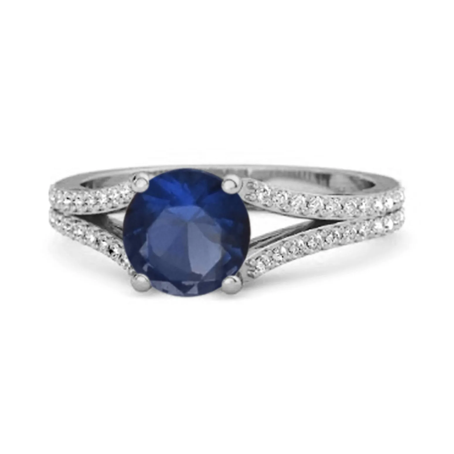 Felicity Design 925 Silver 0.50 Ctw Blue Sapphire Solitaire Accents Ring
