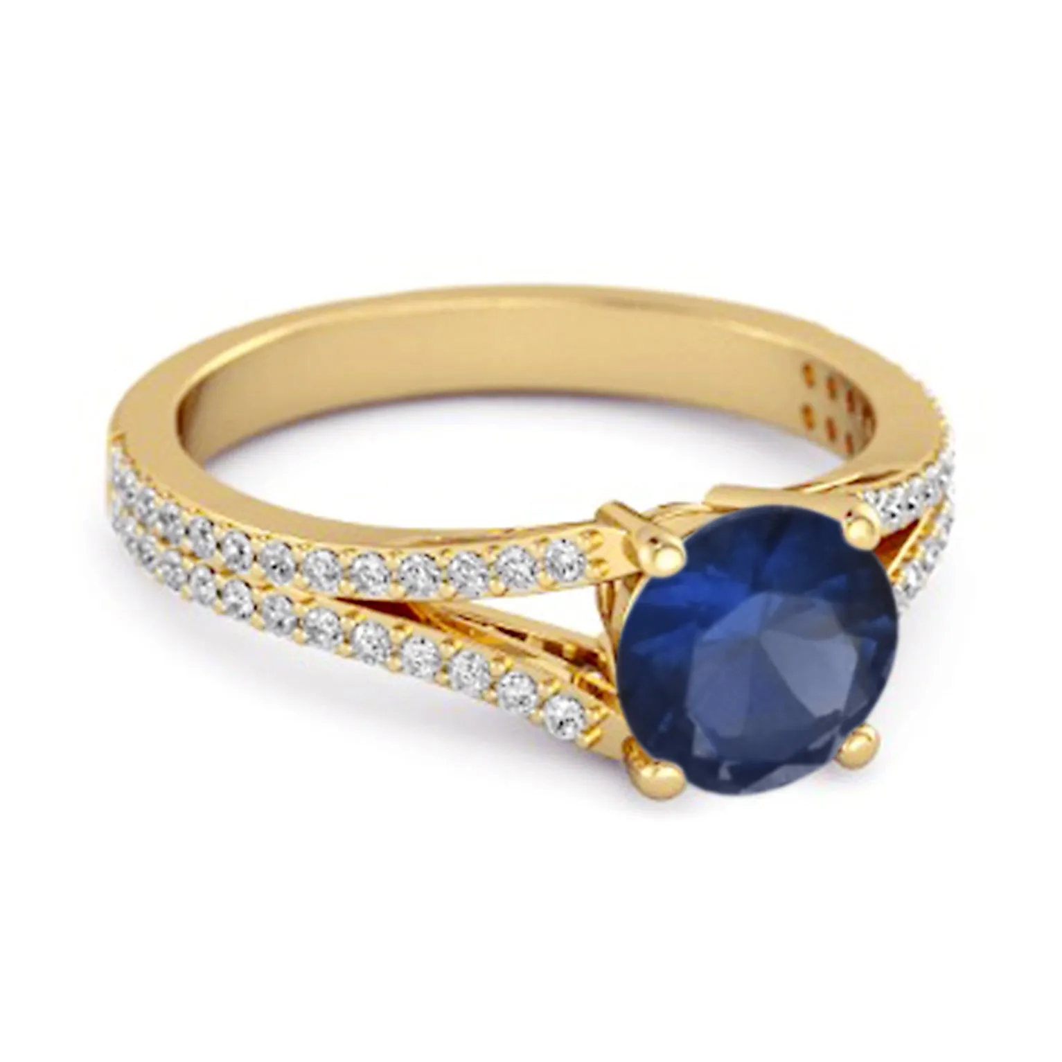 Felicity Design 925 Silver 0.50 Ctw Blue Sapphire Solitaire Accents Ring