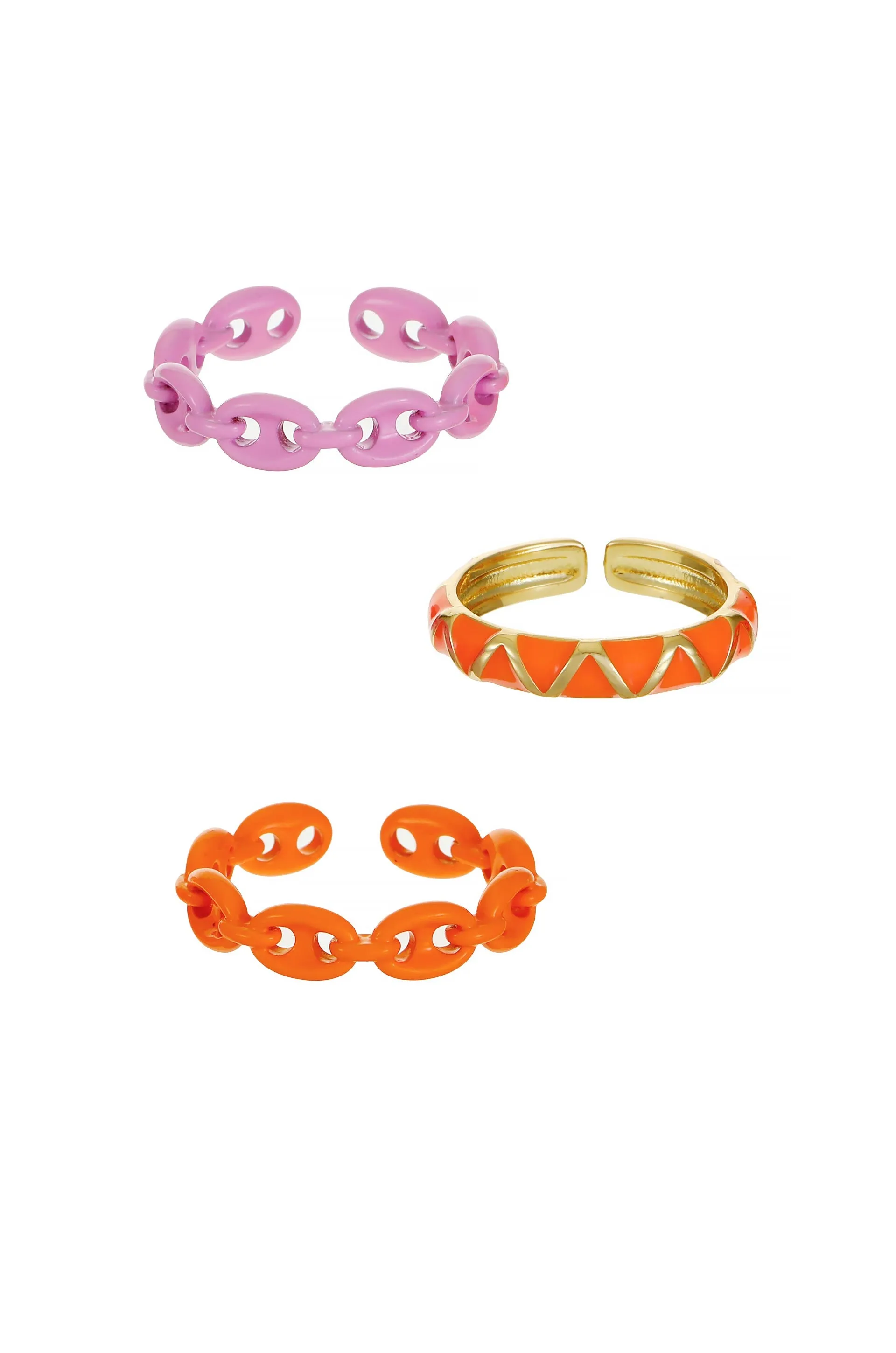 Festival Fun Orange & Pink Enamel Ring Set