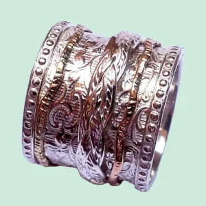 Fidget Spinner ring, spinning ring, silver and gold ring