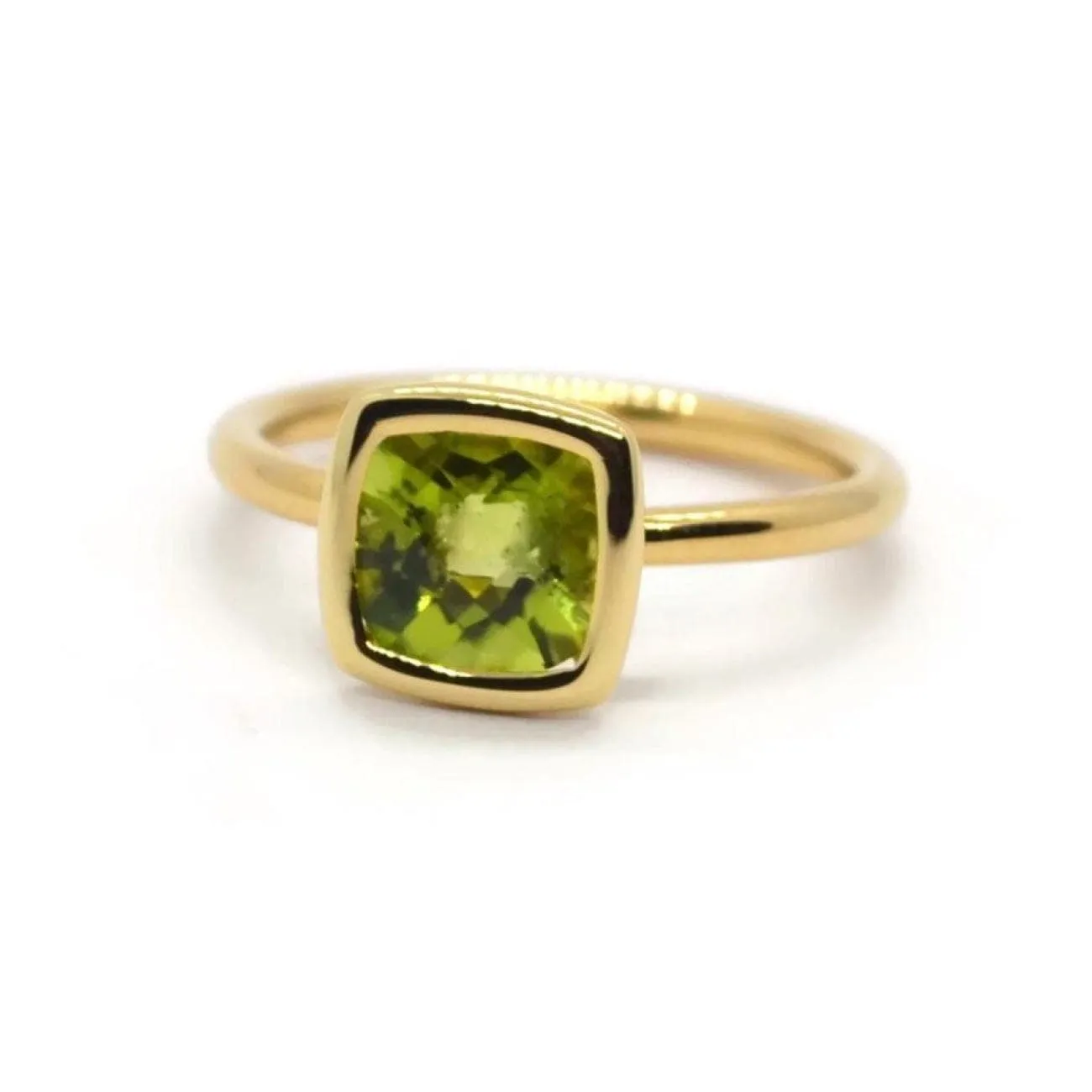 Gaia - Small Stackable Ring with Peridot, 18k Yellow Gold