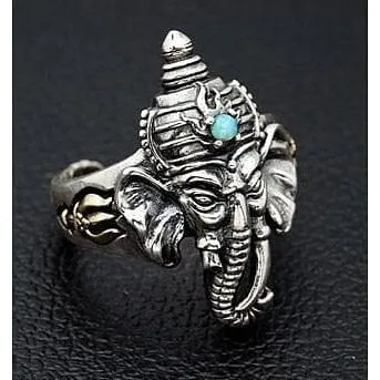 Ganesh Turquoise Silver Rings