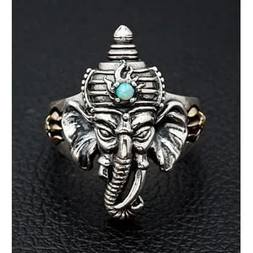 Ganesh Turquoise Silver Rings
